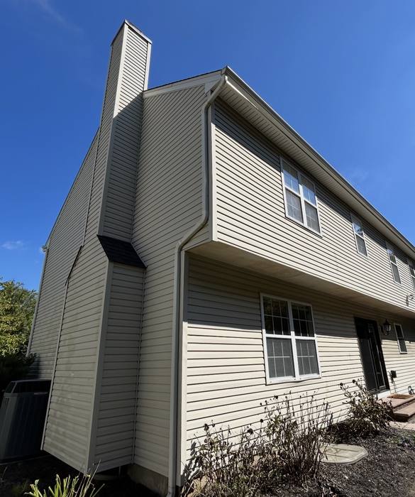 Soft washing algae off vinyl house siding